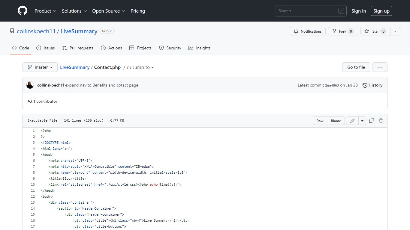 LIveSummary/Contact.php at master · collinskoech11/LIveSummary